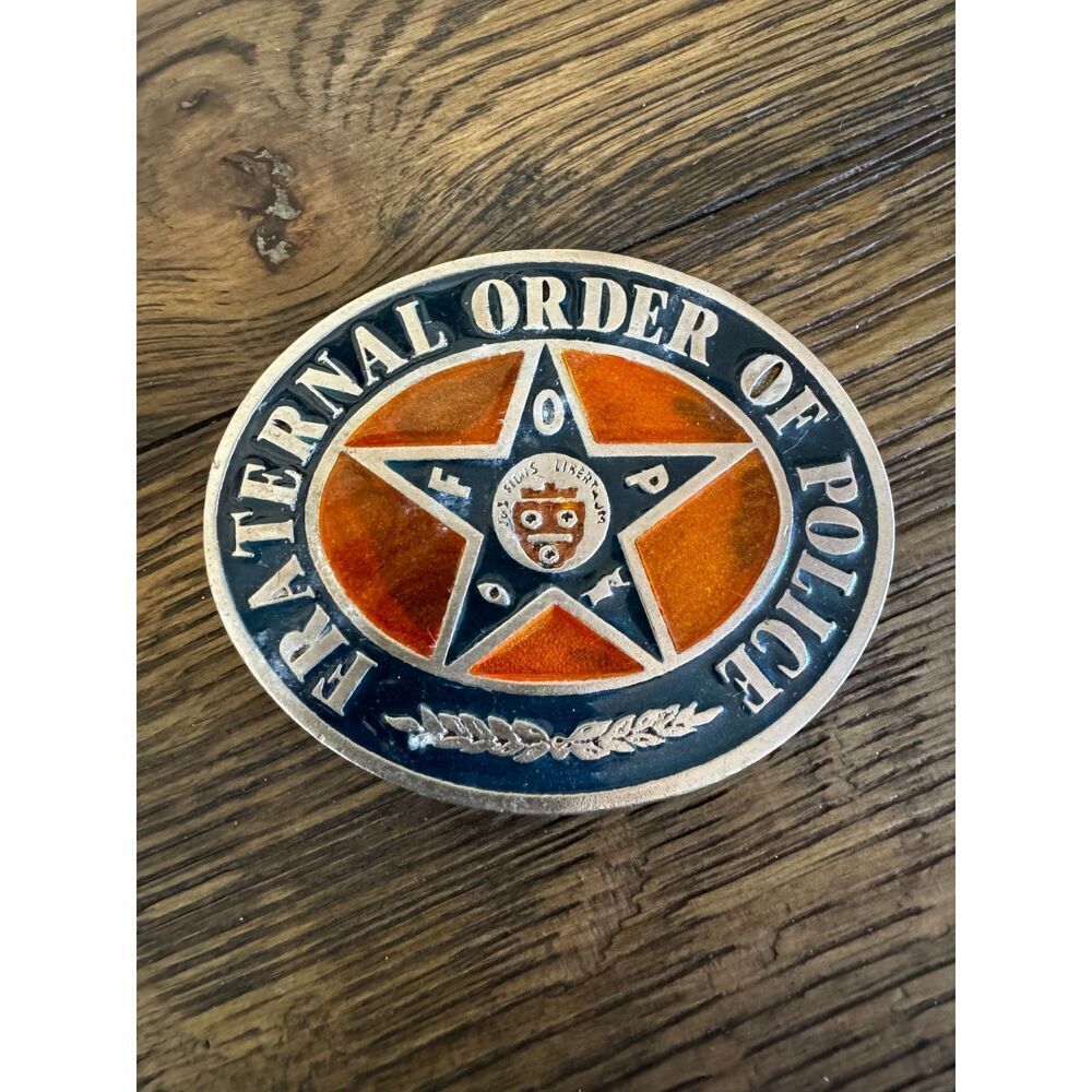 Vintage metal belt buckle Fraternal Order of Police